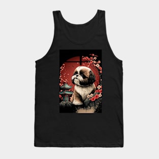 Super Cute Shih Tzu Portrait - Japanese style Tank Top